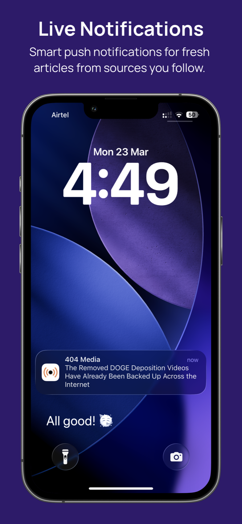 Hushread push notification on lock screen