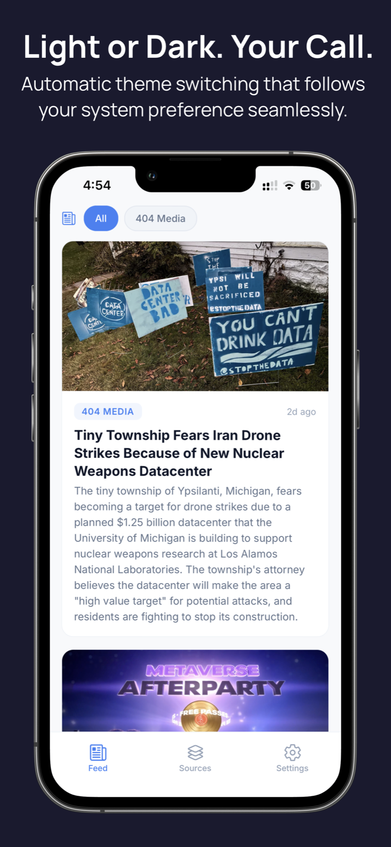 Hushread light mode feed screen