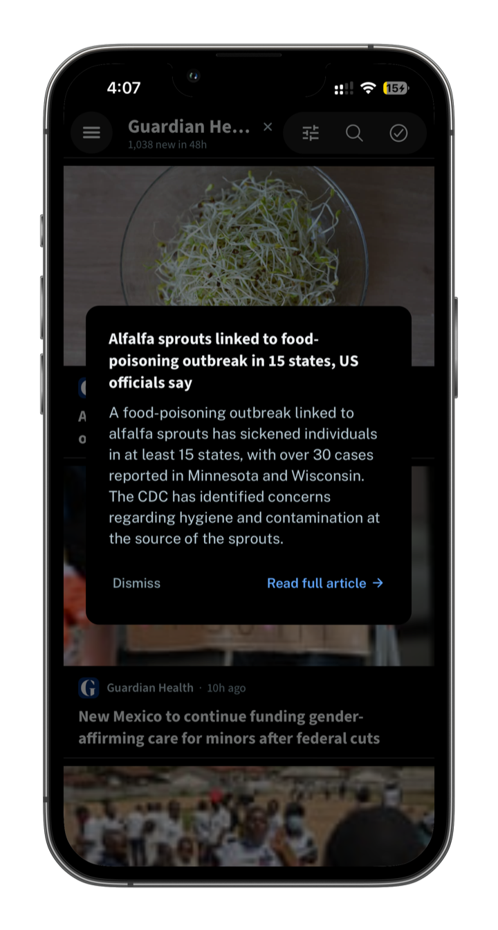 Hushread chronological card feed