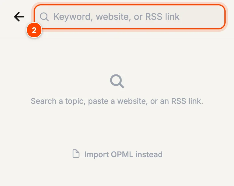 Add source screen with the search box highlighted