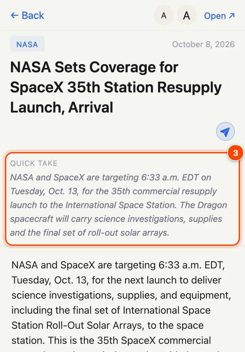 Article with the Quick take box highlighted