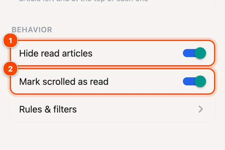 Reading settings with the two read switches highlighted